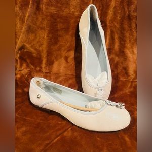 UGG  flat shoes women ballet light blue shine leather Sz#7 New